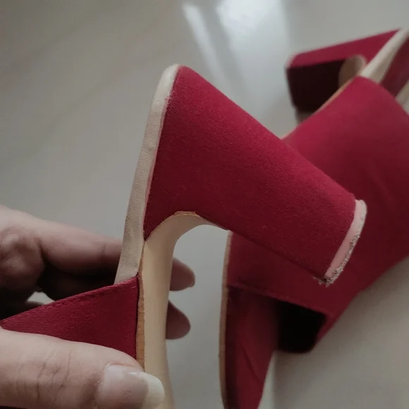 Velvet block heels in red size 37 fixed price - Picture 4 of 7